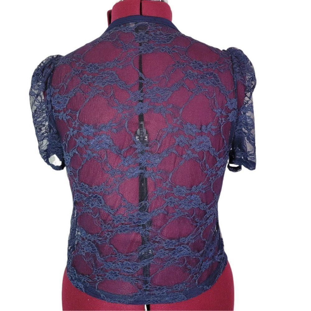 Delirious Blue Lace Open Cardigan (size 1X) - Picture 4 of 6